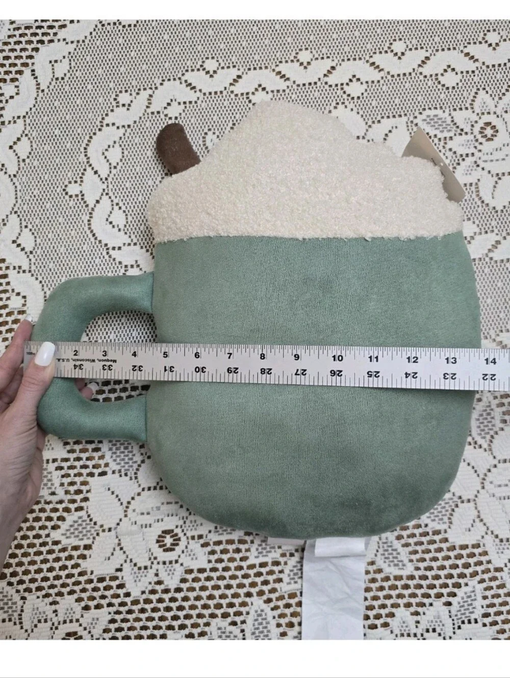 Mug of Hot Cocoa Cappuccino Shape Plush Accent Pillow Fall Autumn Harvest Winter
